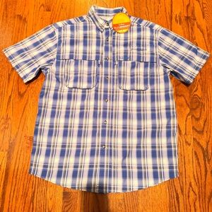 L.L. Bean SunSmart® Cool Weave Shirt Short-Sleeve Blue/White Plaid Men's Shirt